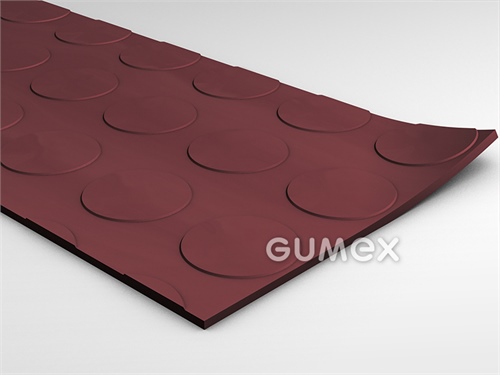 Pryžová podlahovina SANTO, tloušťka 3mm, šíře 1450mm, 75°ShA, SBR, desén penízkový, -30°C/+70°C, červená